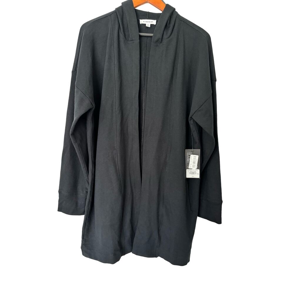Kinesis Black Long‎ Sleeve Long Line Open Front Hoodie NWT